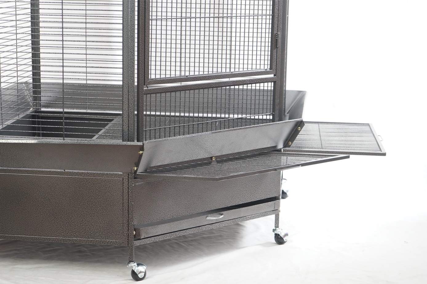 YES4PETS 161 cm XL Corner Bird Cage Pet Parrot Aviary Perch Castor Wheel Stand Black Silver Pet Care > Bird > Bird Cages & Stands YES4PETS