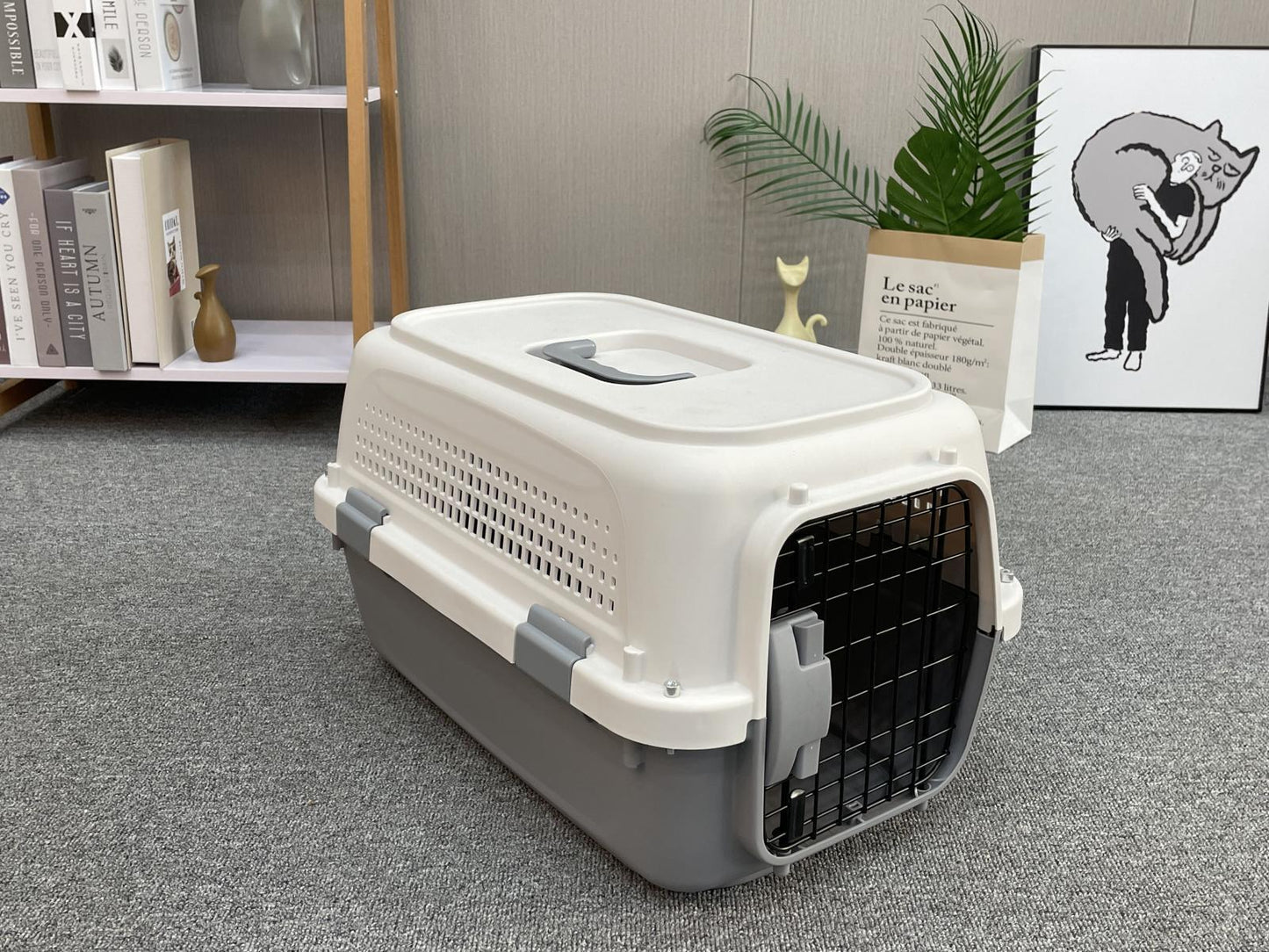 YES4PETS Medium Dog Cat Rabbit Crate Pet Kitten Carrier Parrot Cage Grey Pet Care > Dog Supplies > Dog Carriers & Crates Woofy and Whiskers