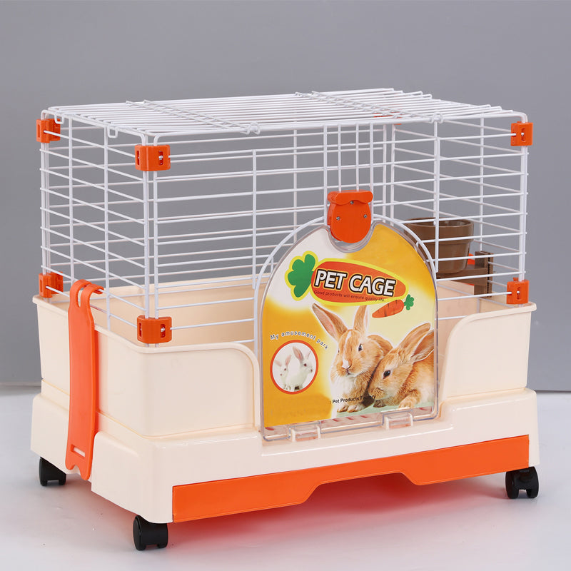 YES4PETS Small Orange Pet Rabbit Cage Guinea Pig Crate Kennel With Potty Tray And Wheel Pet Care > Coops & Hutches > Small Animal Habitats & Cages Woofy and Whiskers