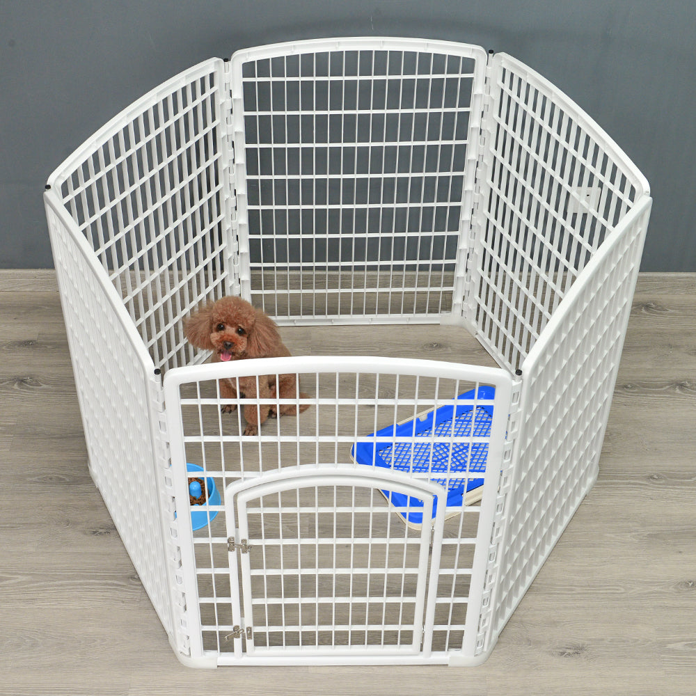 YES4PETS 6 Panel Plastic Pet Pen Pet Foldable Fence Dog Fence Enclosure With Gate White Pet Care > Dog Supplies > Dog Playpens & Gates Woofy and Whiskers