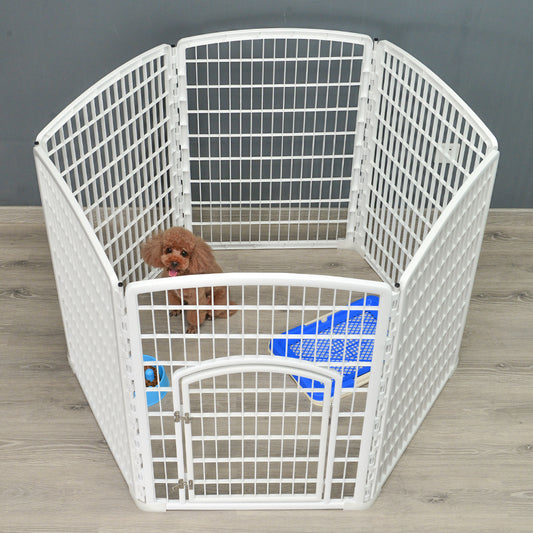 YES4PETS 6 Panel Plastic Pet Pen Pet Foldable Fence Dog Fence Enclosure With Gate White Pet Care > Dog Supplies > Dog Playpens & Gates Woofy and Whiskers