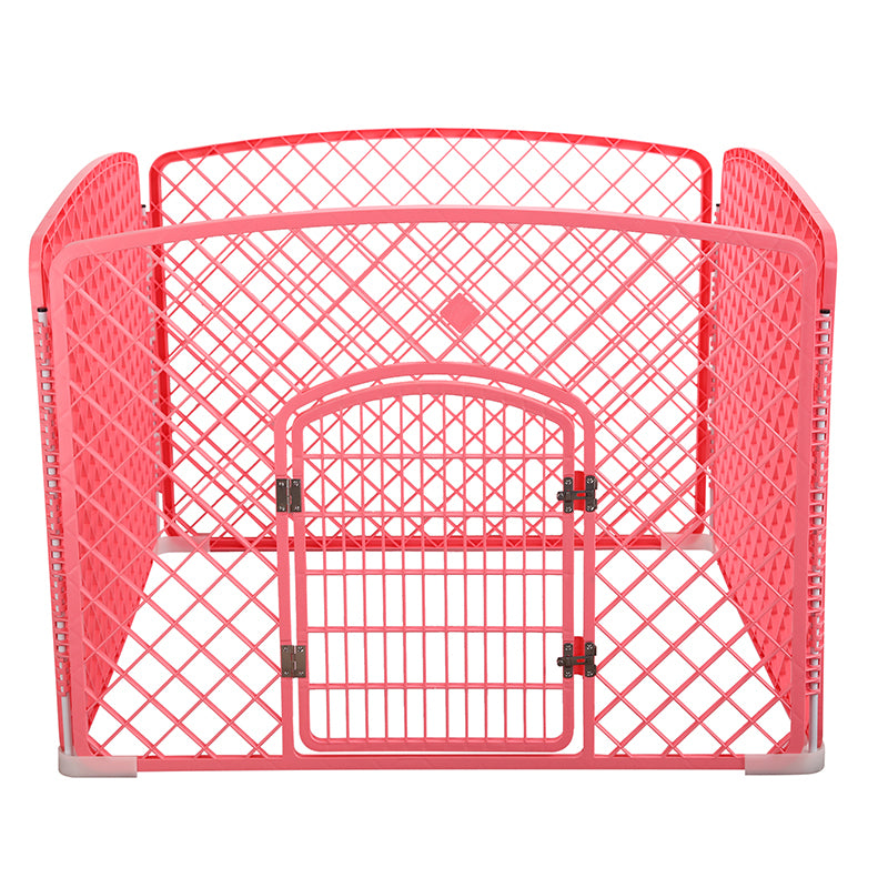 YES4PETS 4 Panel Plastic Pet Pen Pet Foldable Fence Dog Fence Enclosure With Gate Pink- M Pet Care > Dog Supplies > Dog Playpens & Gates Woofy and Whiskers