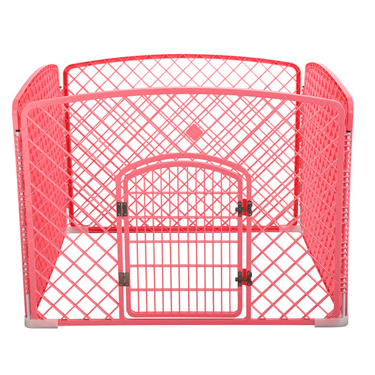YES4PETS 4 Panel Plastic Pet Pen Pet Foldable Fence Dog Fence Enclosure With Gate Pink- M Pet Care > Dog Supplies > Dog Playpens & Gates Woofy and Whiskers
