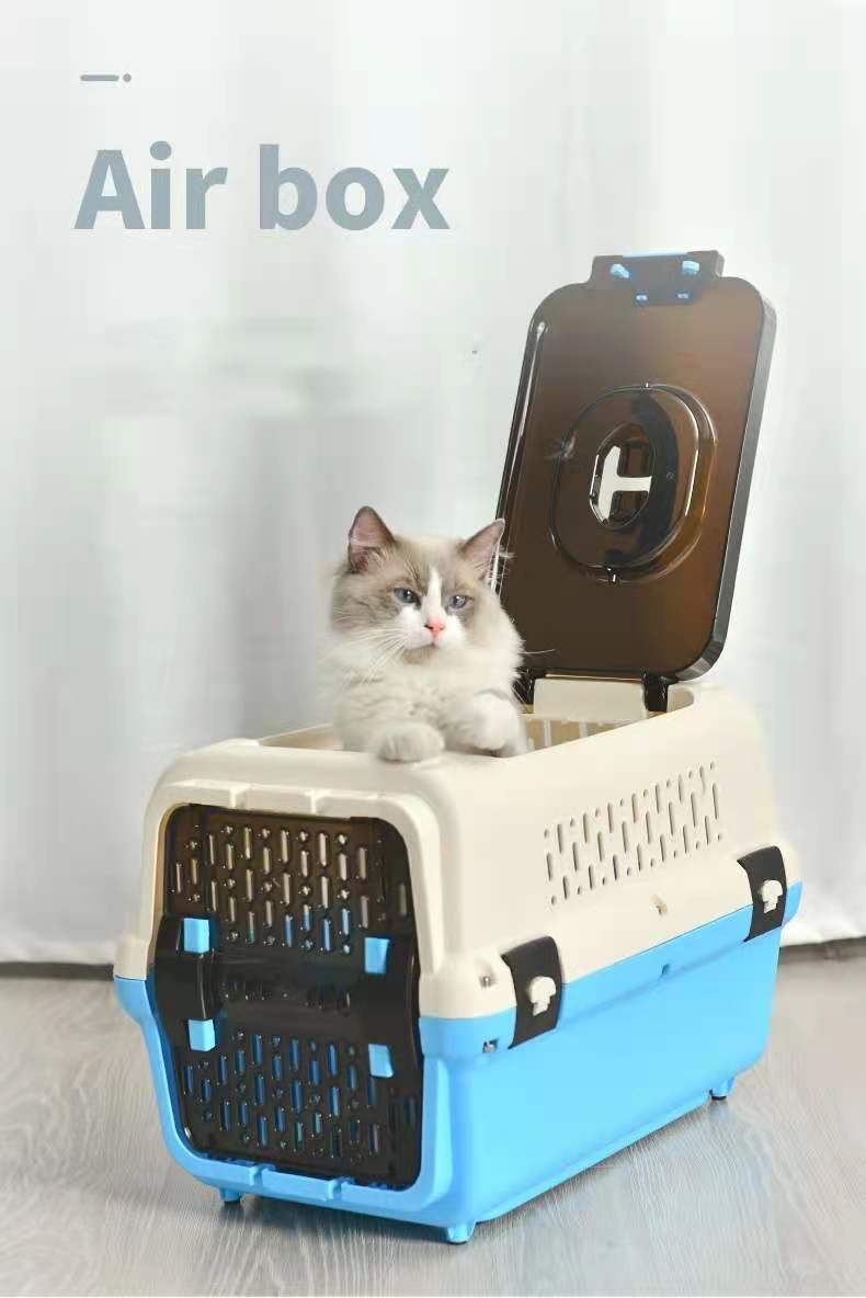 YES4PETS Medium Dog Cat Crate Pet Rabbit Carrier Travel Cage With Tray & Window Blue Pet Care > Dog Supplies > Dog Carriers & Crates Woofy and Whiskers