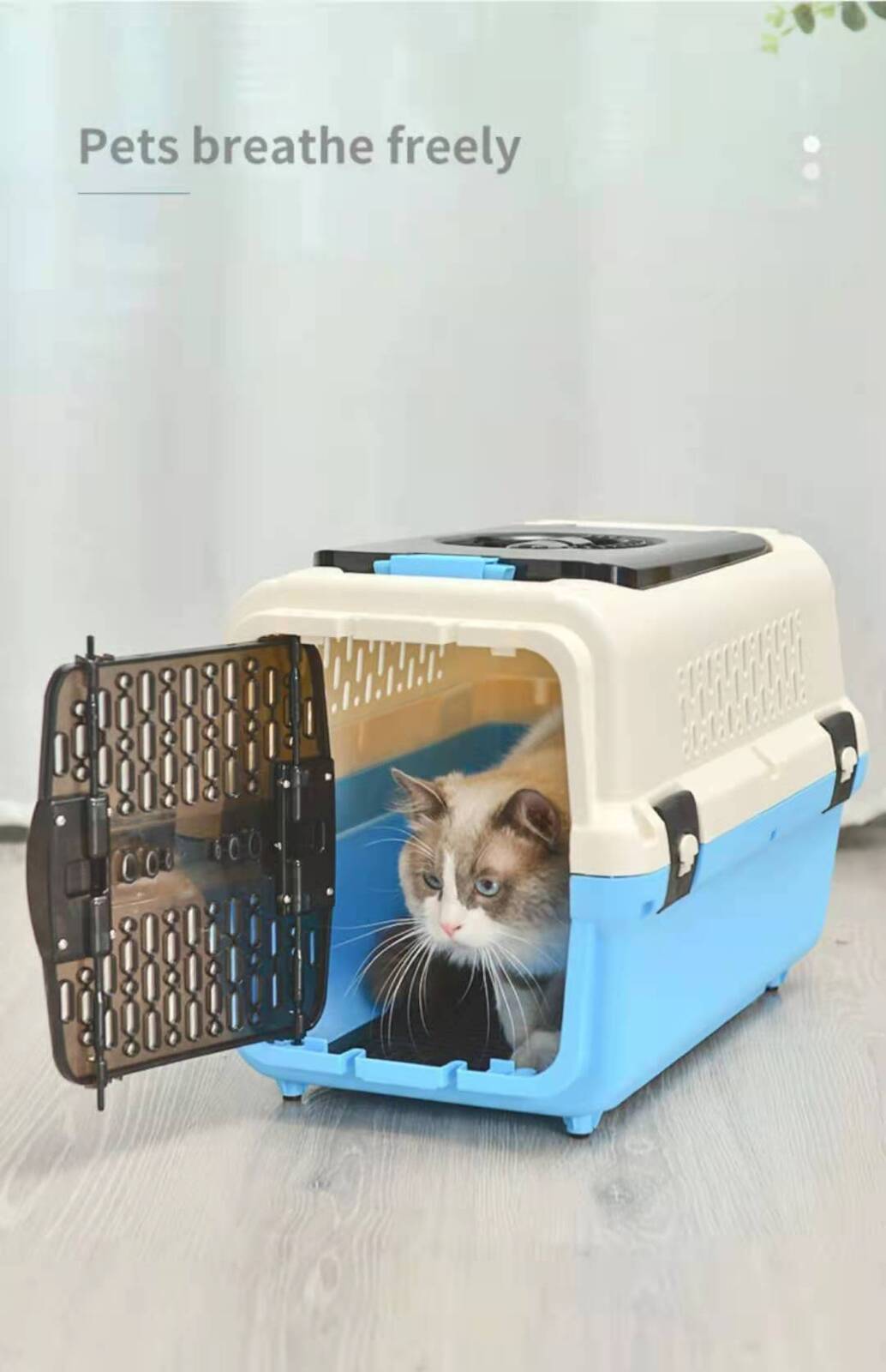YES4PETS Medium Dog Cat Crate Pet Rabbit Carrier Travel Cage With Tray & Window Blue Pet Care > Dog Supplies > Dog Carriers & Crates Woofy and Whiskers