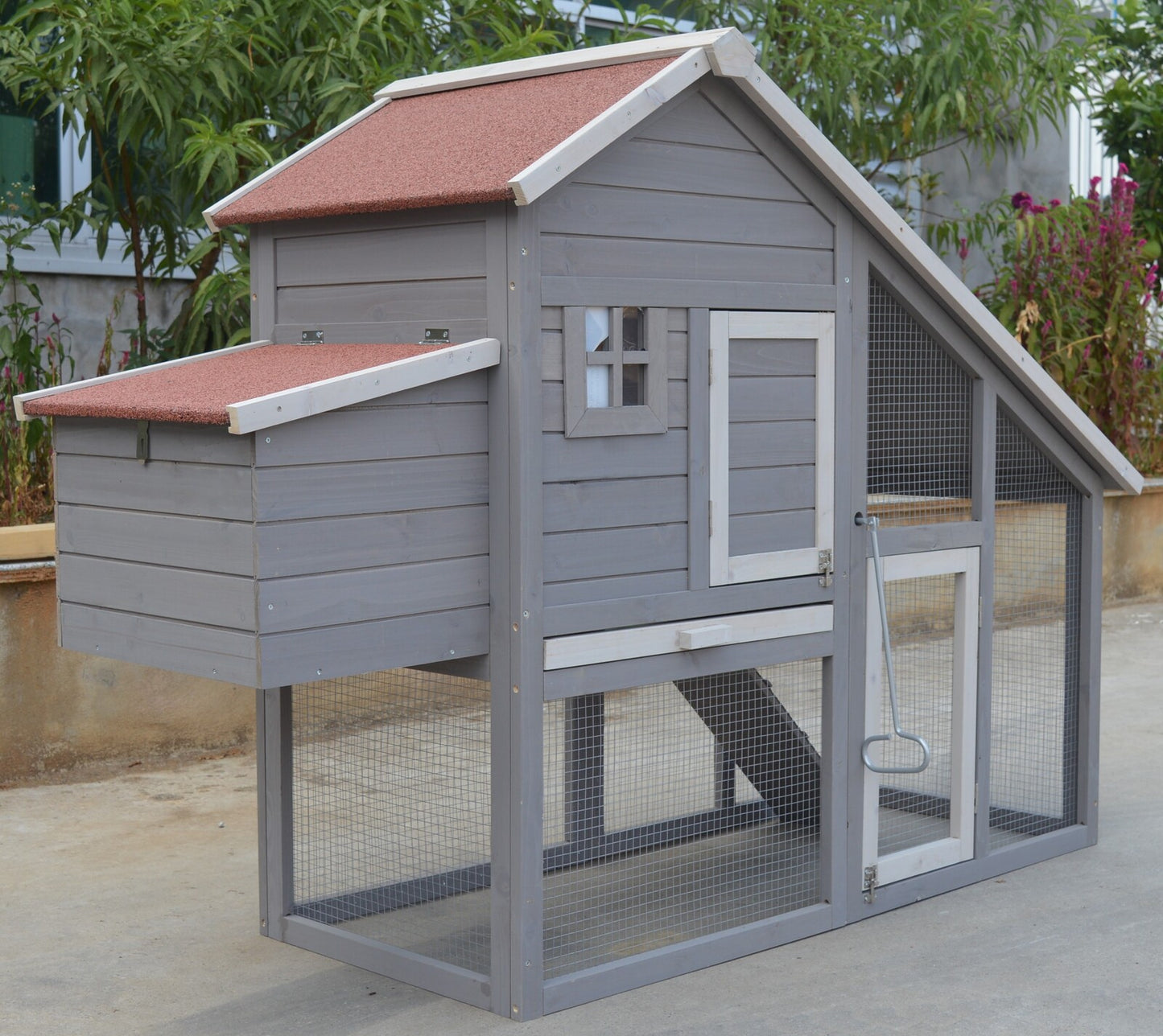 YES4PETS Grey Large Chicken Coop Rabbit Hutch Ferret Guinea Pig Cage Hen Chook Cat Kitten House Pet Care > Coops & Hutches > Small Animal Habitats & Cages YES4PETS