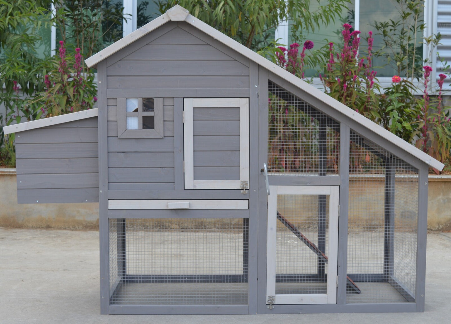 YES4PETS Grey Large Chicken Coop Rabbit Hutch Ferret Guinea Pig Cage Hen Chook Cat Kitten House Pet Care > Coops & Hutches > Small Animal Habitats & Cages YES4PETS