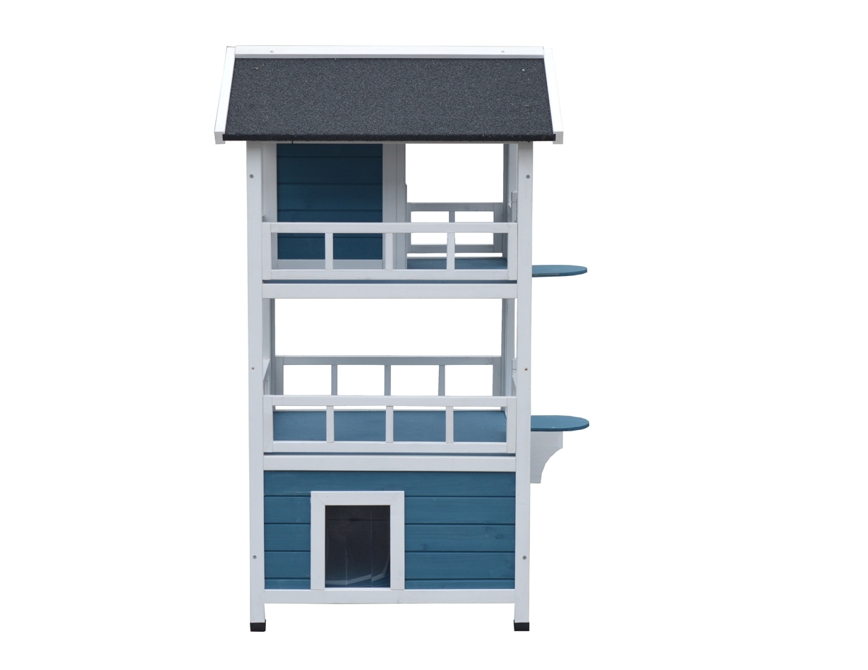 YES4PETS Double Story Cat Shelter Condo with Escape Door Rainproof Kitty House Pet Care > Cat Supplies > Cat Furniture Woofy and Whiskers