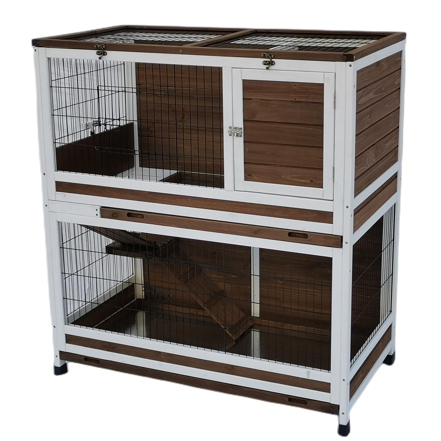 YES4PETS 118 cm XL Double Storey Rabbit Hutch Guinea Pig Cat Cage , Ferret cage Cat W Pull Out Tray Pet Care > Coops & Hutches > Small Animal Habitats & Cages YES4PETS