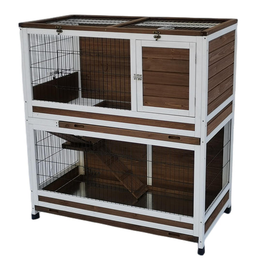 YES4PETS 118 cm XL Double Storey Rabbit Hutch Guinea Pig Cat Cage , Ferret cage Cat W Pull Out Tray Pet Care > Coops & Hutches > Small Animal Habitats & Cages YES4PETS