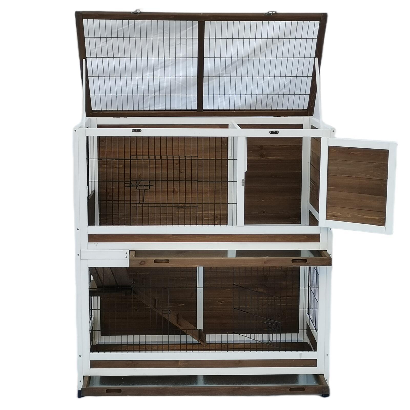 YES4PETS 118 cm XL Double Storey Rabbit Hutch Guinea Pig Cat Cage , Ferret cage Cat W Pull Out Tray Pet Care > Coops & Hutches > Small Animal Habitats & Cages YES4PETS