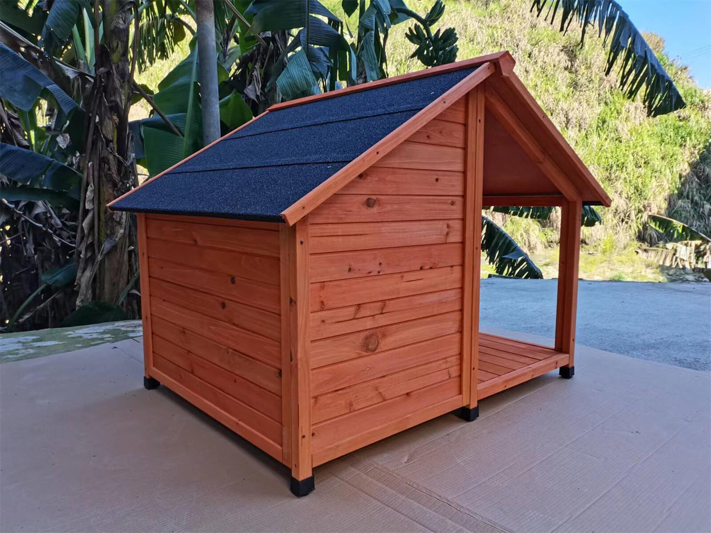 YES4PETS L Timber Pet Dog Kennel House Puppy Wooden Timber Cabin 130x105x100cm Brown Pet Care > Dog Supplies > Dog Kennels YES4PETS