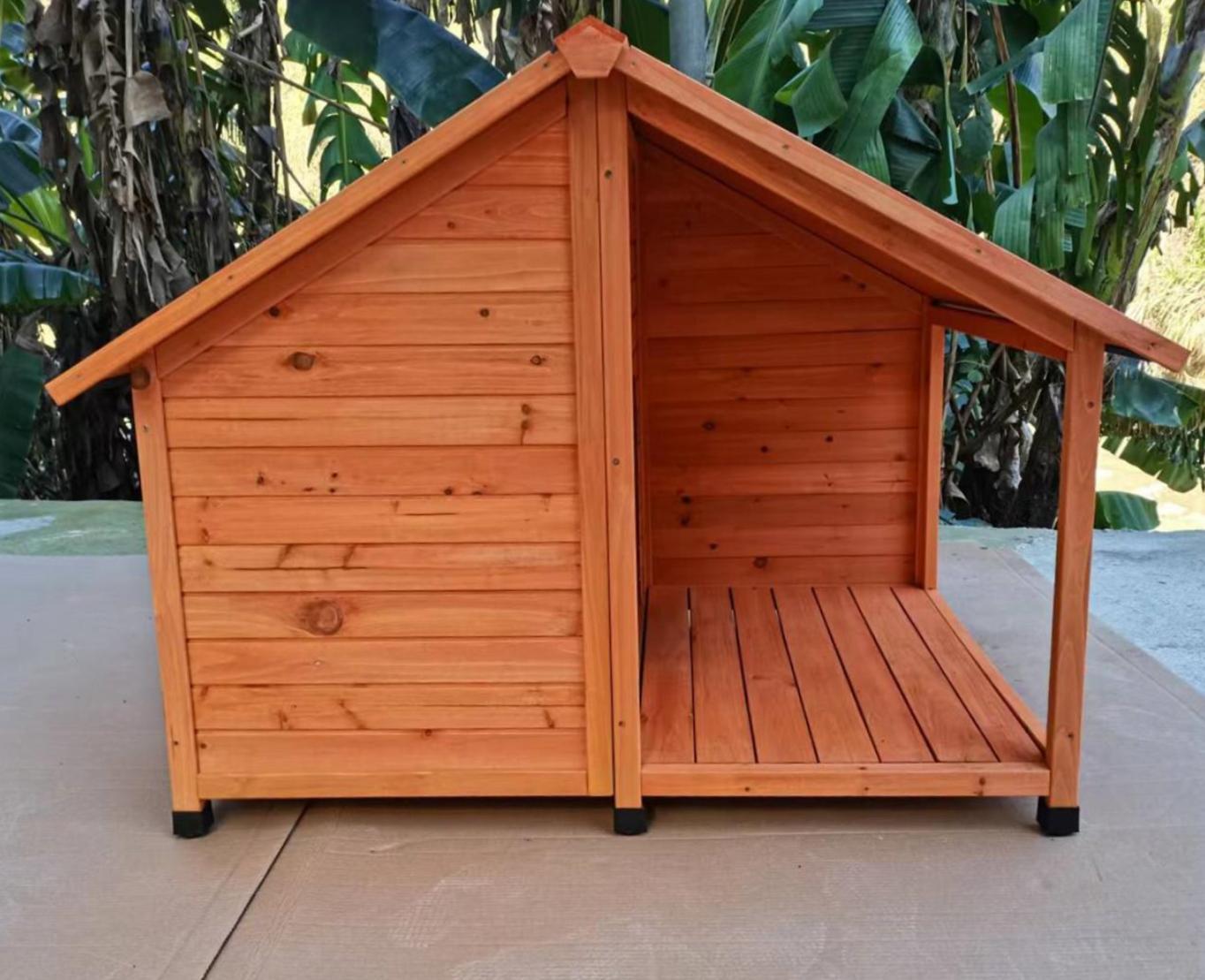 YES4PETS L Timber Pet Dog Kennel House Puppy Wooden Timber Cabin 130x105x100cm Brown Pet Care > Dog Supplies > Dog Kennels YES4PETS