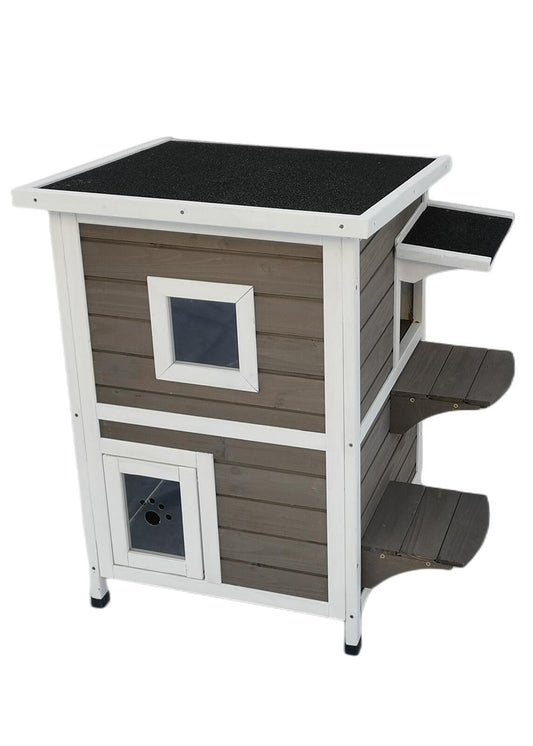 YES4PETS 2 Story Cat Shelter Condo with Escape Door Rainproof Kitty House Pet Care > Cat Supplies > Cat Furniture Woofy and Whiskers