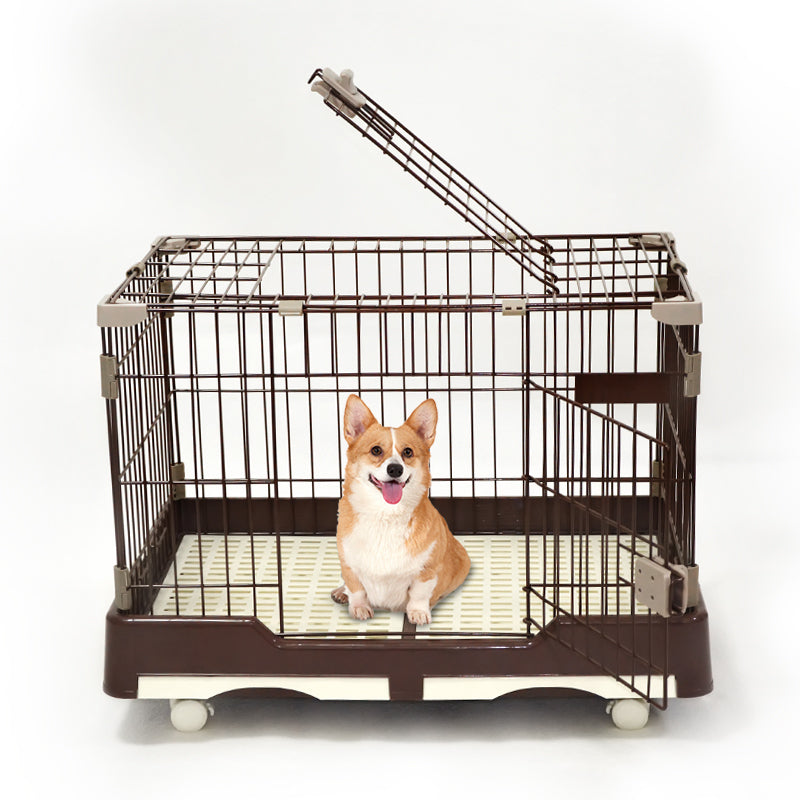 YES4PETS Large Brown Pet Dog Cage Cat Rabbit Crate Kennel With Potty Pad And Wheel Pet Care > Coops & Hutches > Small Animal Habitats & Cages Woofy and Whiskers
