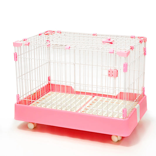 YES4PETS Large Pink Pet Dog Cage Cat Rabbit Crate Kennel With Potty Pad And Wheel Pet Care > Coops & Hutches > Small Animal Habitats & Cages Woofy and Whiskers