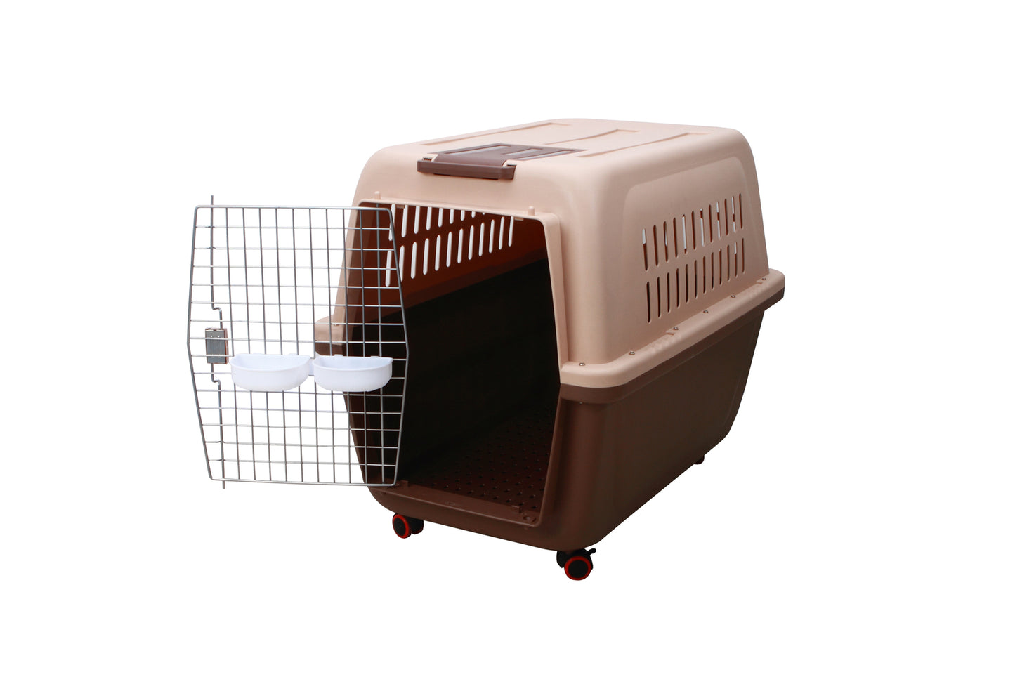 YES4PETS Large Plastic Kennels Pet Carrier Dog Cat Cage Crate With Handle and Wheel Brown Pet Care > Dog Supplies > Dog Kennels YES4PETS