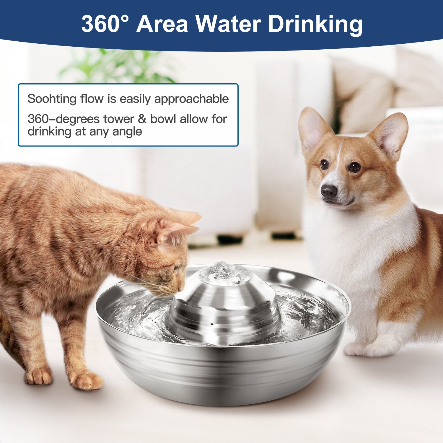 YES4PETS 2L Automatic Electric Pet Water Fountain Dog Cat Stainless Steel Feeder Bowl Dispenser Pet Care > Dog Supplies > Dog Bowls, Feeders & Waterers Woofy and Whiskers