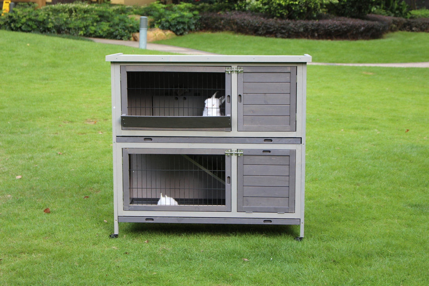 YES4PETS 110cm XL Double Storey Rabbit Hutch Guinea Pig Cage , Ferret Cat cage W Wheel & Pull Out Tray Pet Care > Coops & Hutches > Small Animal Habitats & Cages YES4PETS
