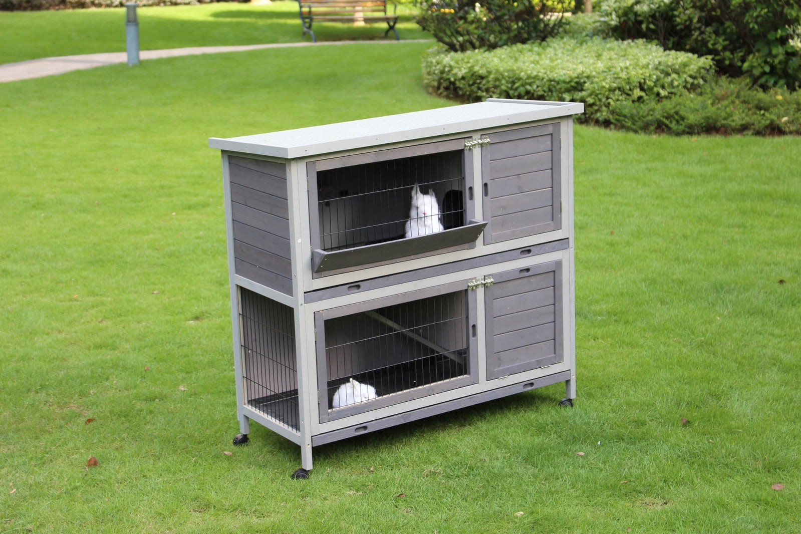 YES4PETS 110cm XL Double Storey Rabbit Hutch Guinea Pig Cage , Ferret Cat cage W Wheel & Pull Out Tray Pet Care > Coops & Hutches > Small Animal Habitats & Cages YES4PETS
