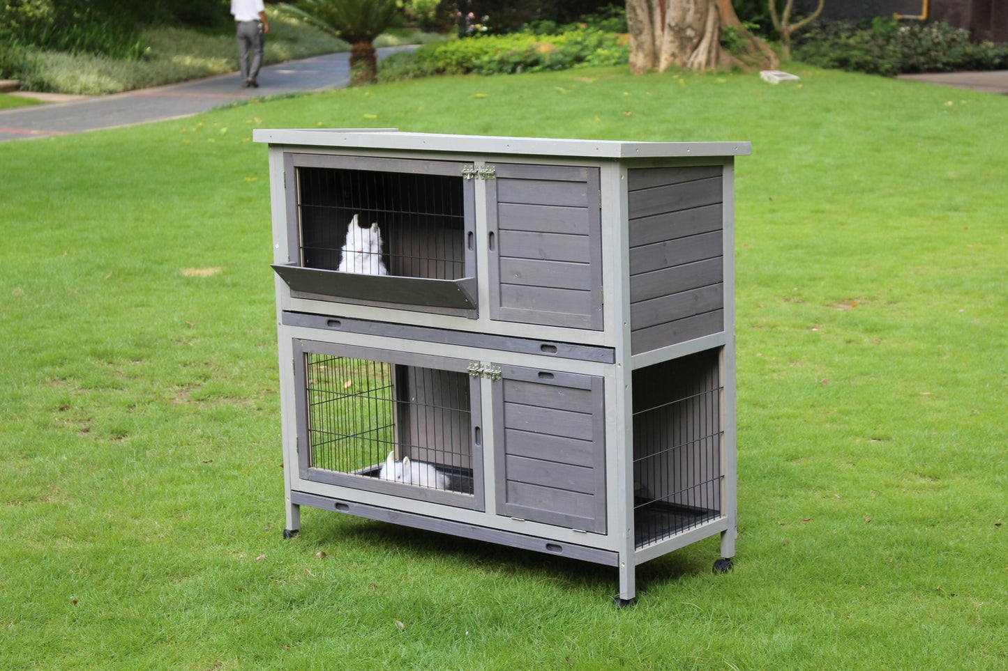 YES4PETS 110cm XL Double Storey Rabbit Hutch Guinea Pig Cage , Ferret Cat cage W Wheel & Pull Out Tray Pet Care > Coops & Hutches > Small Animal Habitats & Cages YES4PETS