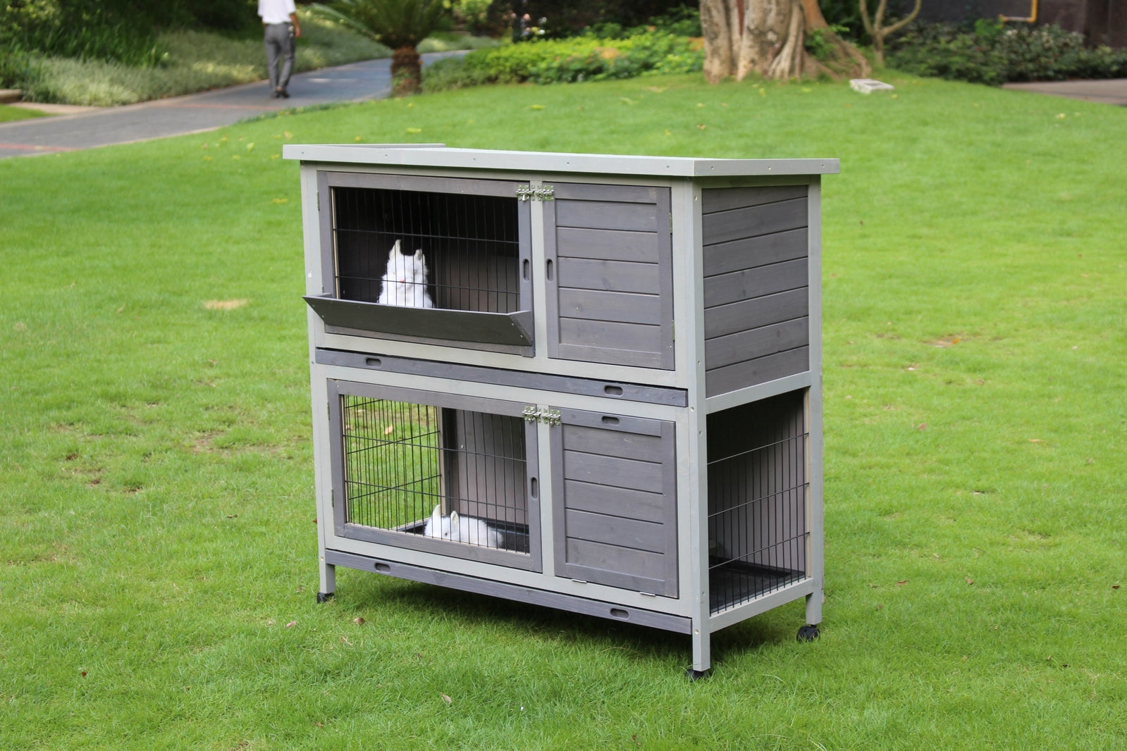 YES4PETS 110cm XL Double Storey Rabbit Hutch Guinea Pig Cage , Ferret Cat cage W Wheel & Pull Out Tray Pet Care > Coops & Hutches > Small Animal Habitats & Cages YES4PETS