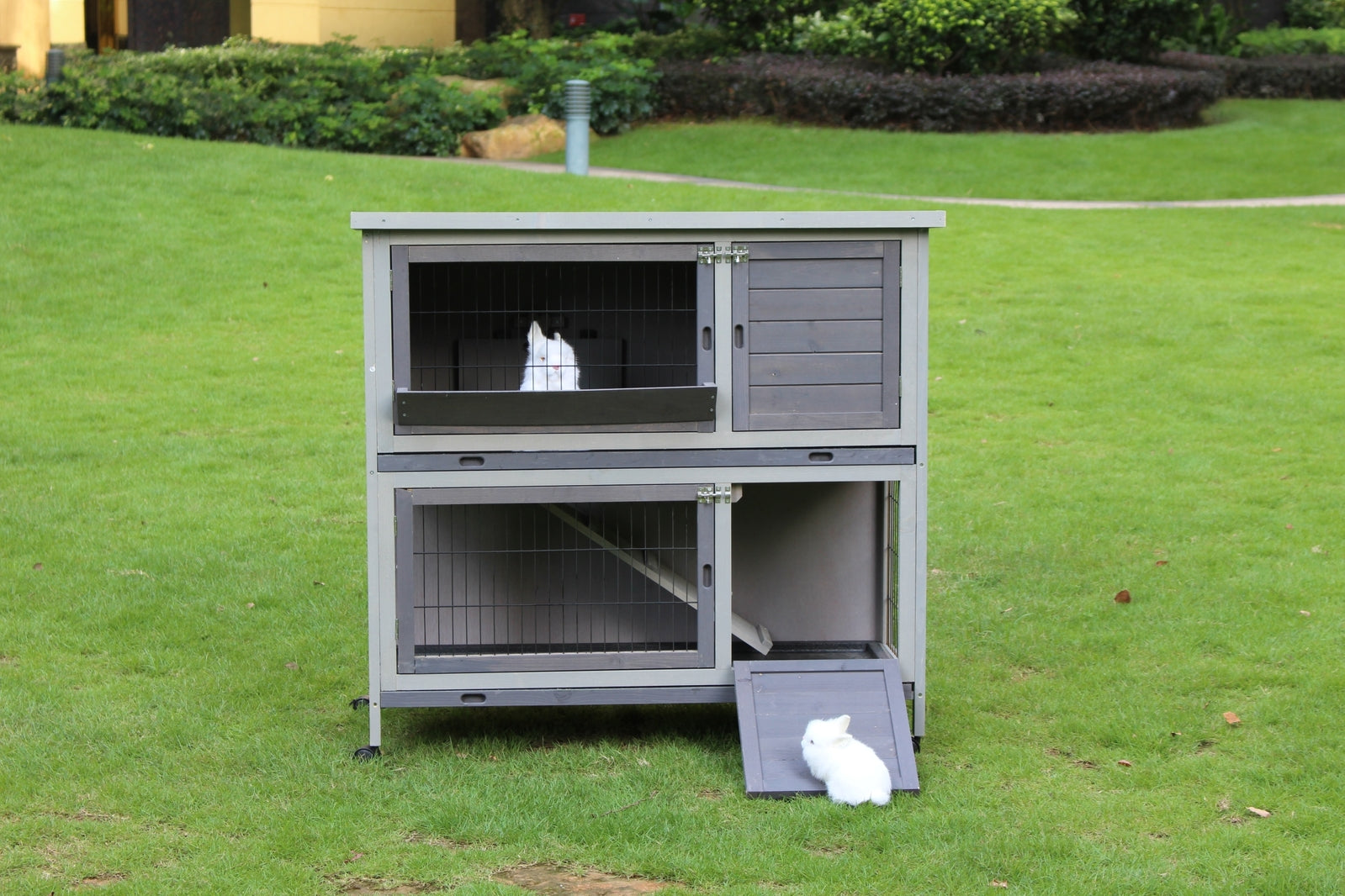 YES4PETS 110cm XL Double Storey Rabbit Hutch Guinea Pig Cage , Ferret Cat cage W Wheel & Pull Out Tray Pet Care > Coops & Hutches > Small Animal Habitats & Cages YES4PETS