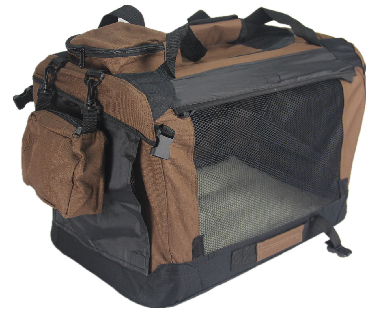 YES4PETS Large Fordable Pet Dog Puppy Soft Crate With Curtain-Brown Pet Care > Dog Supplies > Dog Kennels Woofy and Whiskers
