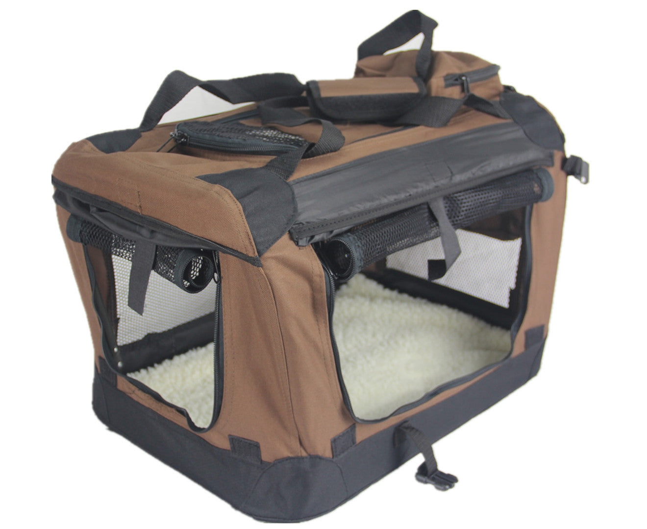 YES4PETS Large Fordable Pet Dog Puppy Soft Crate With Curtain-Brown Pet Care > Dog Supplies > Dog Kennels Woofy and Whiskers