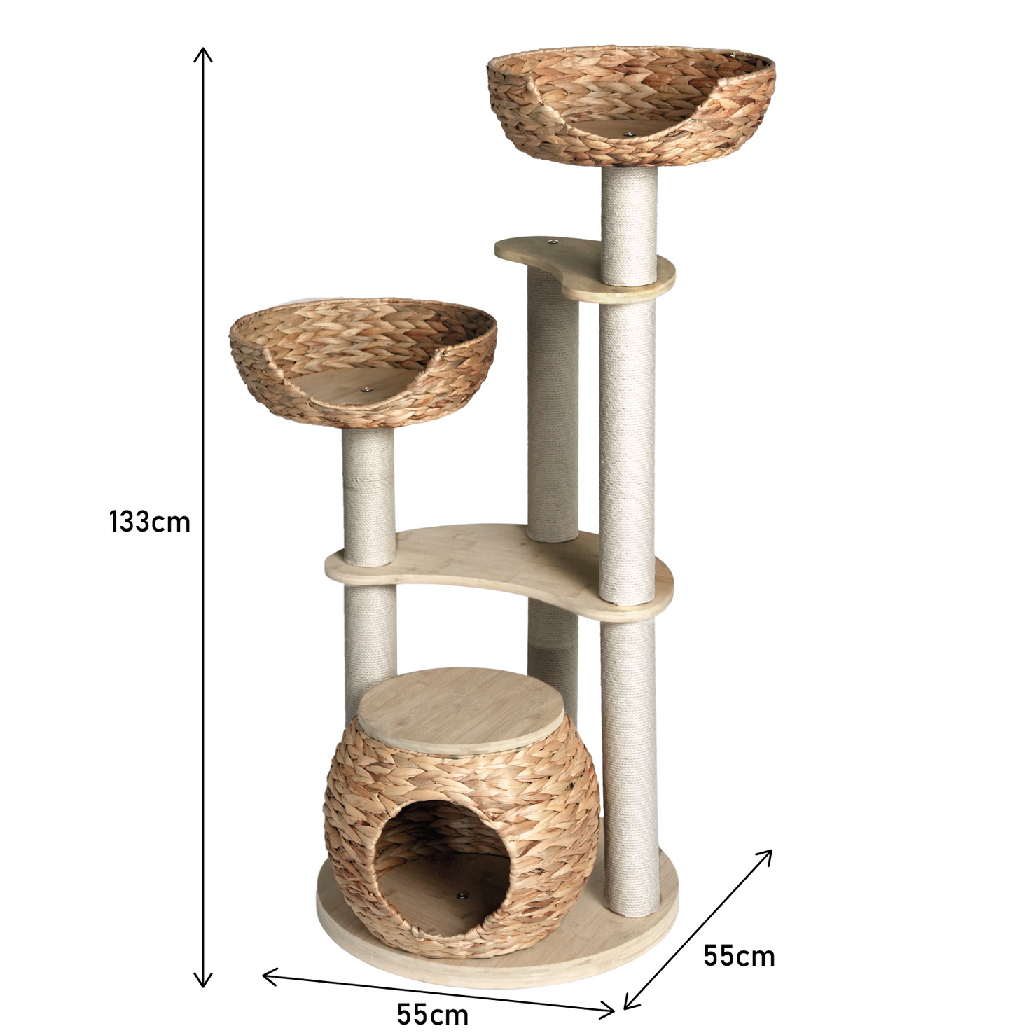 Whisker Wonderland Premium Eco Bamboo Cat Tree Large - Natural Bamboo Structure, Safe & Stable, Multi-Functional Cat Furniture, Climbing & Scratching Pet Care > Cat Supplies > Cat Furniture Whiskers wonderland