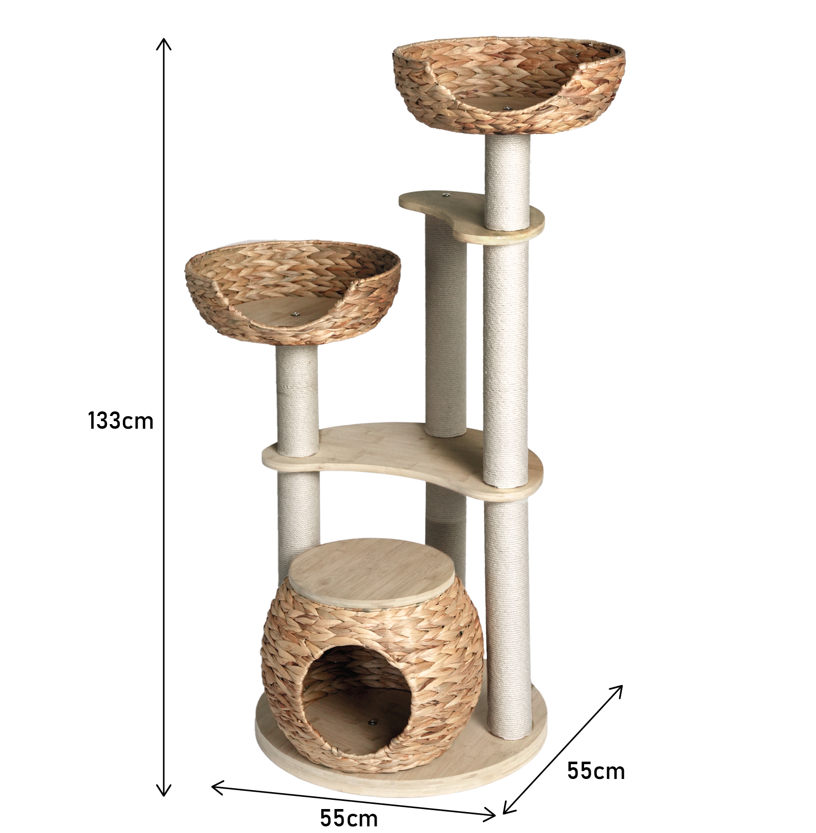 Whisker Wonderland Premium Eco Bamboo Cat Tree Large - Natural Bamboo Structure, Safe & Stable, Multi-Functional Cat Furniture, Climbing & Scratching Pet Care > Cat Supplies > Cat Furniture Whiskers wonderland