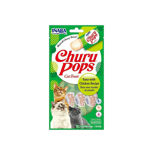 INABA Churu Pops Tuna With Chicken Recipe (15G X 4) 6PK Cat treats Inaba