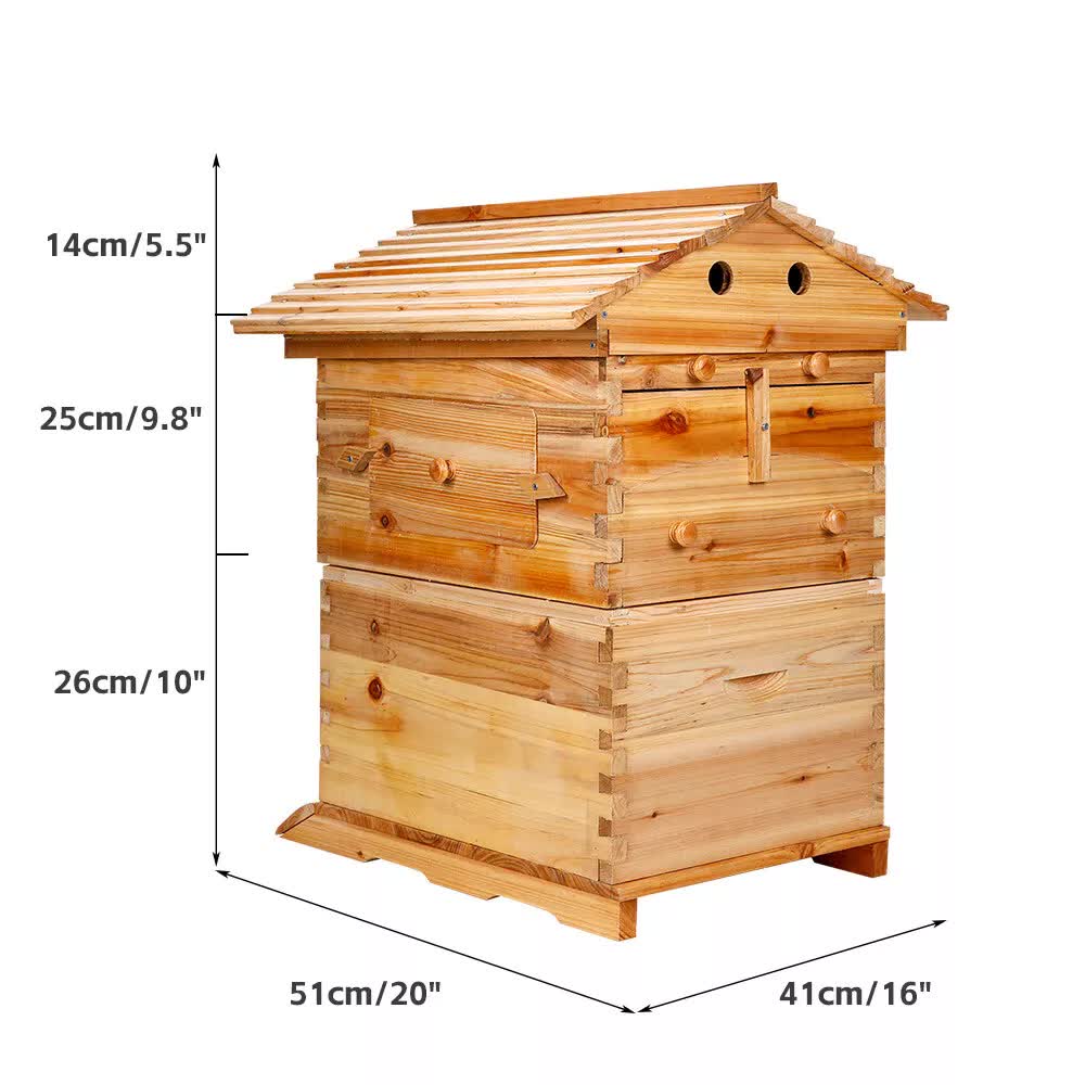Wooden-Beekeeping-Beehive-House-+7PCS-Upgraded-Auto-Honey-Bee-comb-Hive-Frame Pet Care > Farm Supplies > Beekeeping Rooster Farm