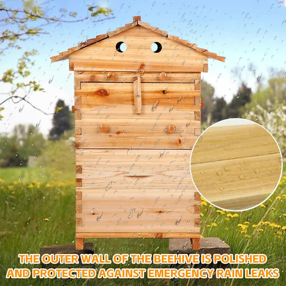 Wooden-Beekeeping-Beehive-House-+7PCS-Upgraded-Auto-Honey-Bee-comb-Hive-Frame Pet Care > Farm Supplies > Beekeeping Rooster Farm
