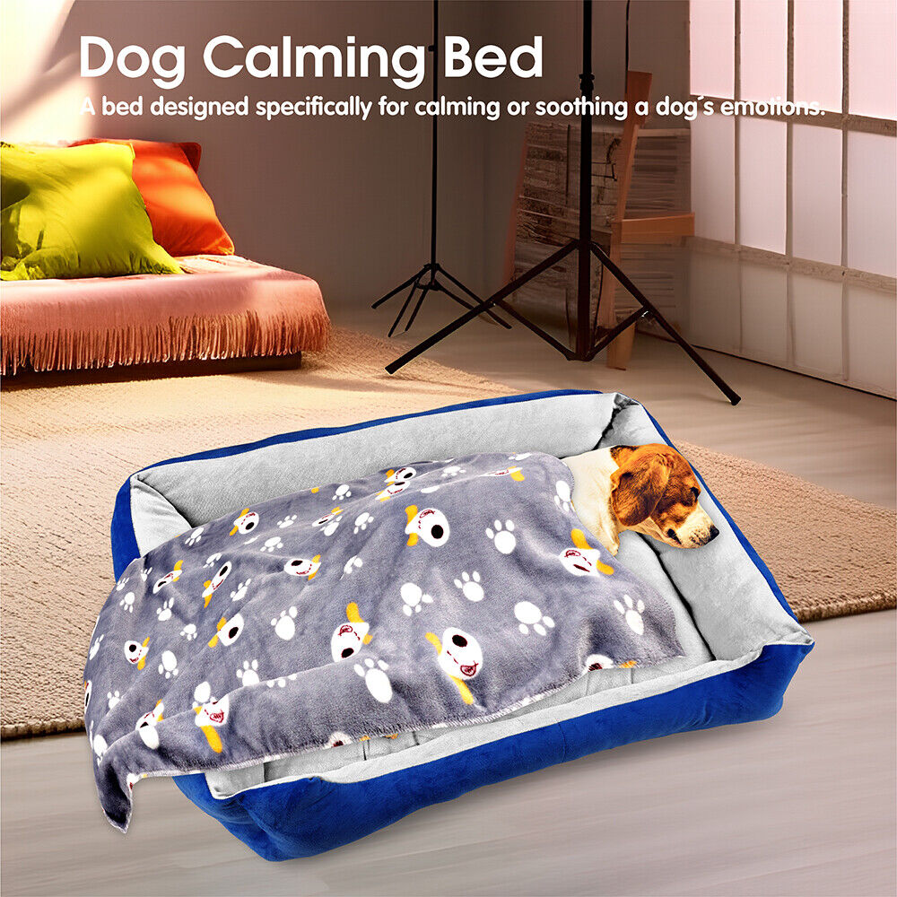 Vaka Navy Dog Bed Pet Cat Calming Floor Mat Sleeping Cave Washable Extra Large 29701 Pet Care > Dog Supplies > Dog Beds Woofy and Whiskers