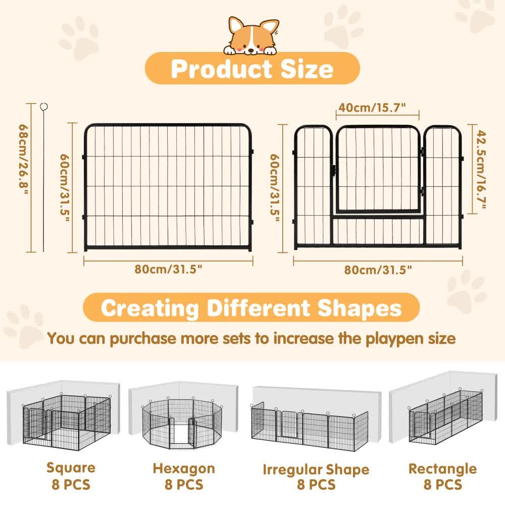 Pet Dog Playpen Puppy Exercise Cage Enclosure Fence Metal Outdoor 8 Panel Pet Care > Dog Supplies > Dog Kennels Woofy and Whiskers