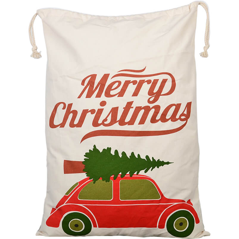 Large Christmas XMAS Hessian Santa Sack Stocking Bag Reindeer Children Gifts Bag, Cream - Christmas Tree On Car Occasions > Christmas > Christmas Decorations Woofy and Whiskers