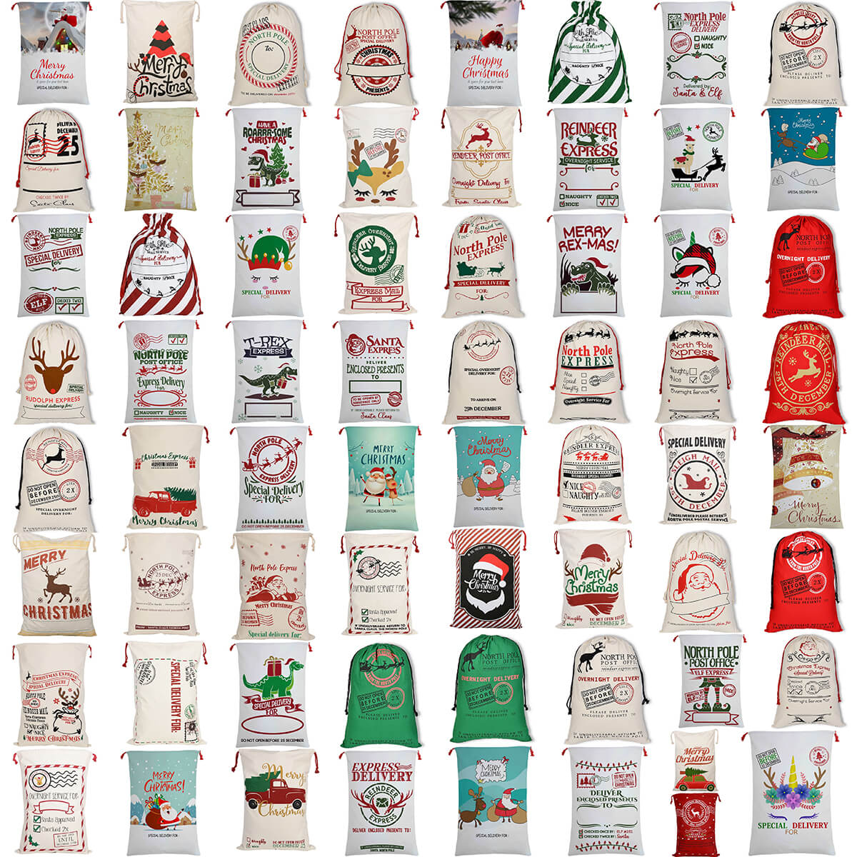 Large Christmas XMAS Hessian Santa Sack Stocking Bag Reindeer Children Gifts Bag, Cream - Christmas Tree On Car Occasions > Christmas > Christmas Decorations Woofy and Whiskers