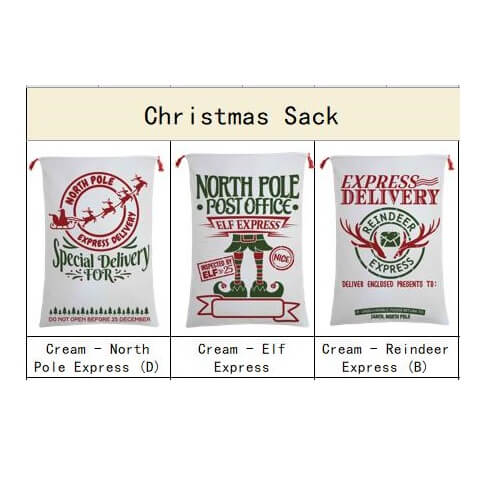 Large Christmas XMAS Hessian Santa Sack Stocking Bag Reindeer Children Gifts Bag, Cream - Christmas Tree On Car Occasions > Christmas > Christmas Decorations Woofy and Whiskers