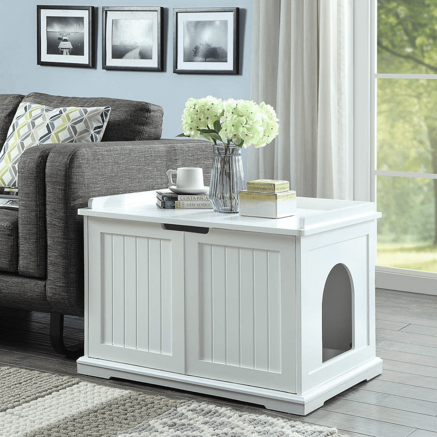Cleo Cat Litter Cabinet, White Pet Care > Cat Supplies > Cat Litter Woofy and Whiskers