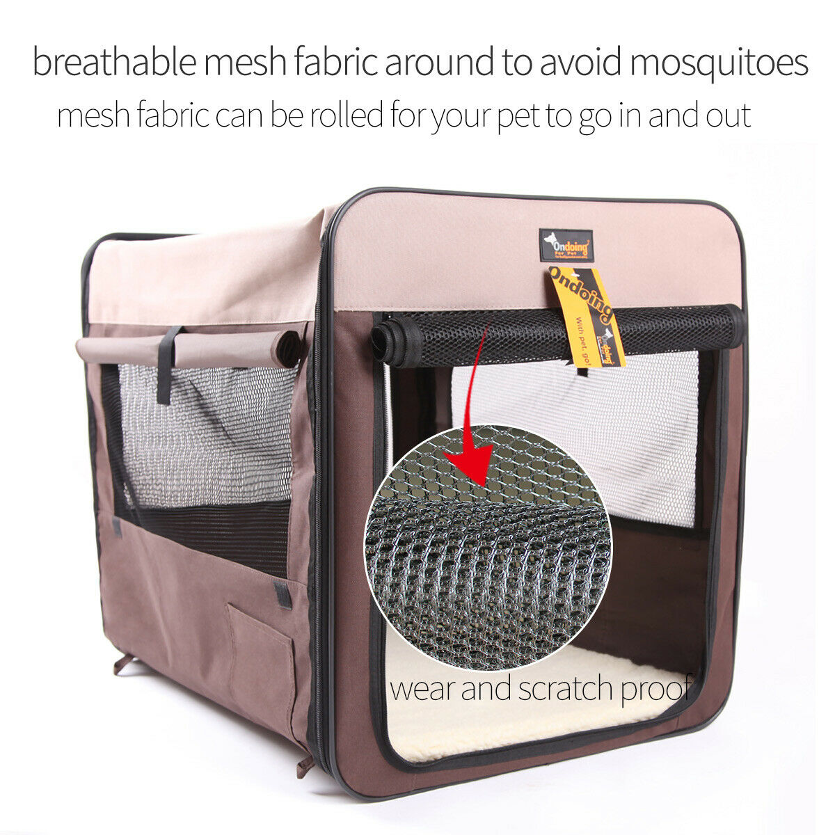 Pet Carrier Bag Soft Dog Crate Cage Kennel Tent House Foldable Portable Car Bed Brown 82*58*58CM Pet Care > Cat Supplies > Cat Carriers & Crates Woofy and Whiskers