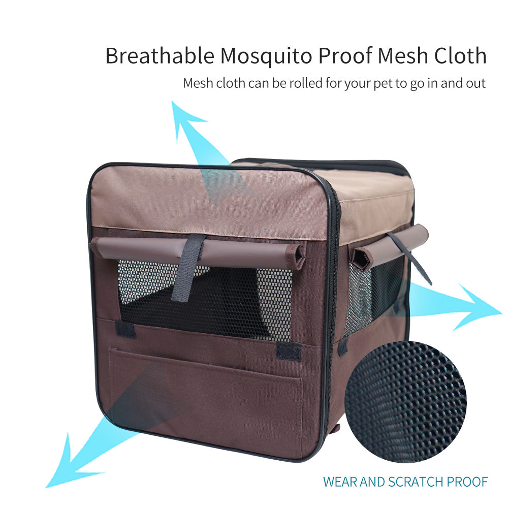 Pet Carrier Bag Soft Dog Crate Cage Kennel Tent House Foldable Portable Car Bed Brown 82*58*58CM Pet Care > Cat Supplies > Cat Carriers & Crates Woofy and Whiskers