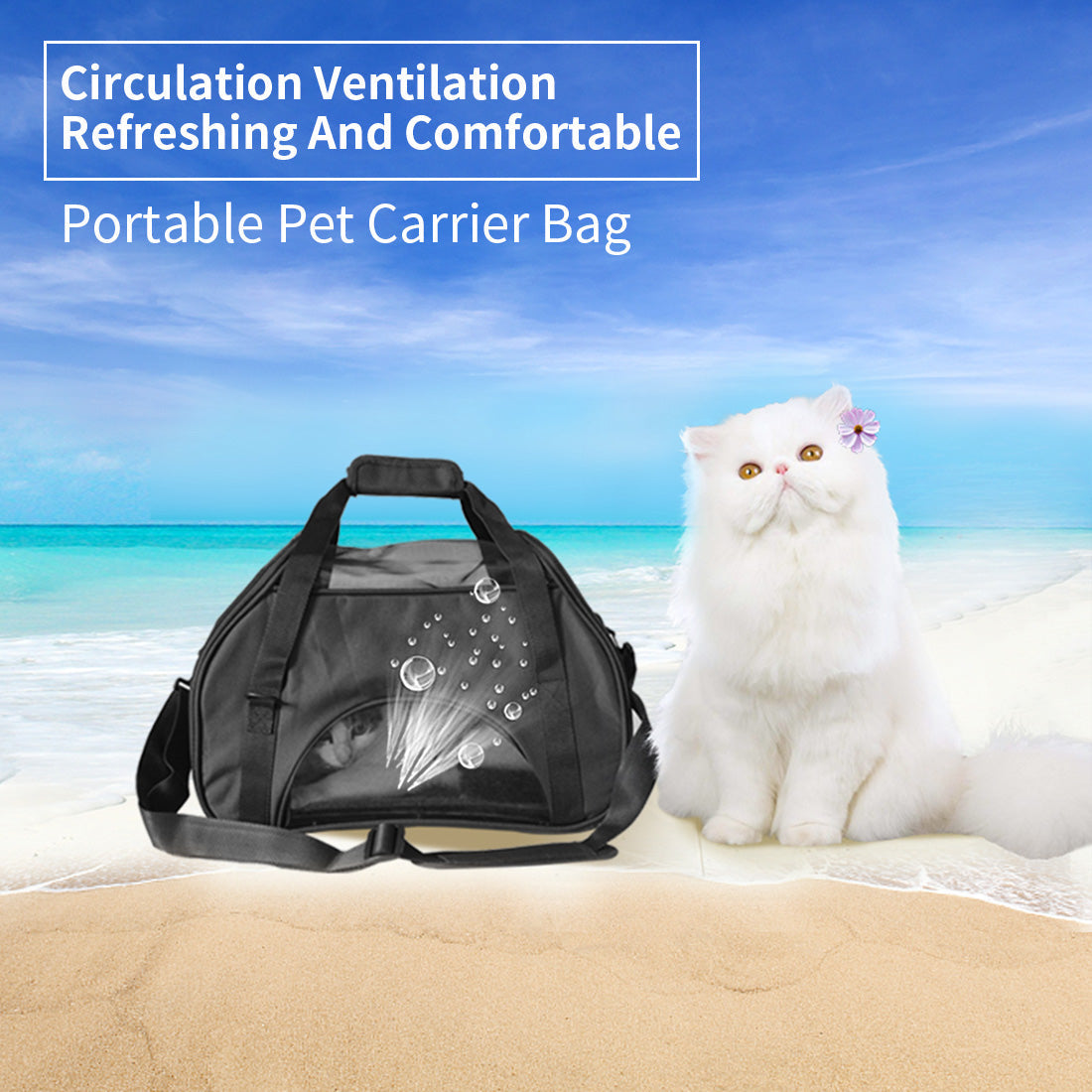 Ondoing Black Portable Pet Carrier Tote Travel Bag Kennel Soft Dog Crate Cage Outdoor Pet Care > Cat Supplies > Cat Carriers & Crates Woofy and Whiskers