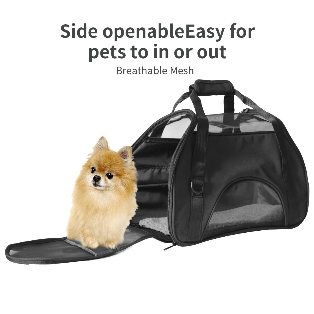 Ondoing Black Portable Pet Carrier Tote Travel Bag Kennel Soft Dog Crate Cage Outdoor Pet Care > Cat Supplies > Cat Carriers & Crates Woofy and Whiskers