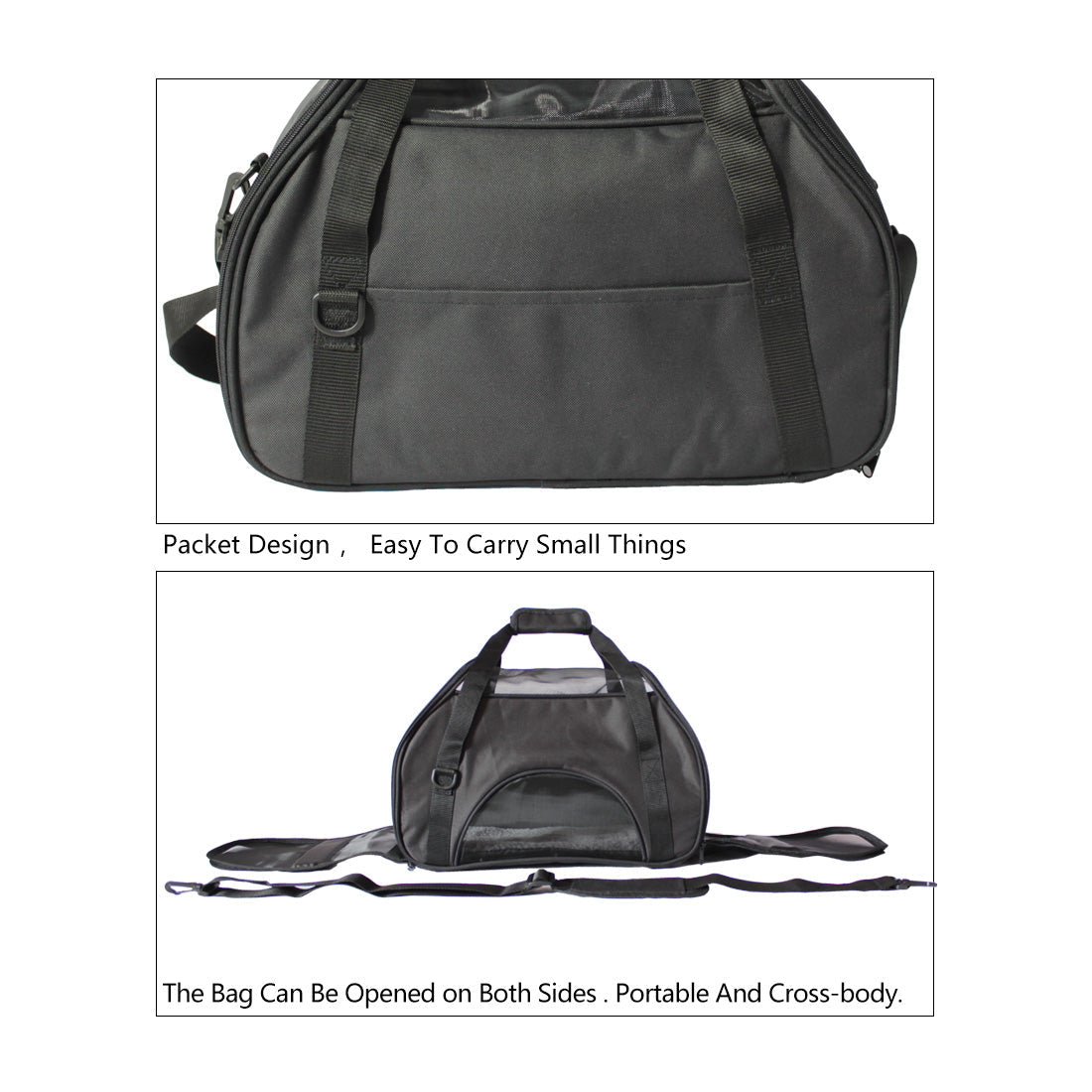 Ondoing Black Portable Pet Carrier Tote Travel Bag Kennel Soft Dog Crate Cage Outdoor Pet Care > Cat Supplies > Cat Carriers & Crates Woofy and Whiskers
