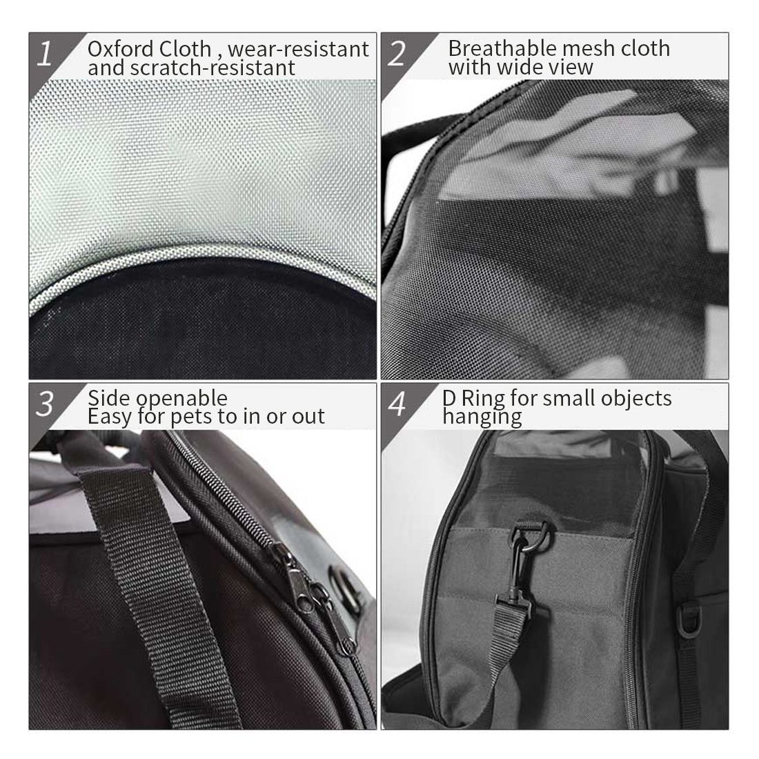 Ondoing Black Portable Pet Carrier Tote Travel Bag Kennel Soft Dog Crate Cage Outdoor Pet Care > Cat Supplies > Cat Carriers & Crates Woofy and Whiskers