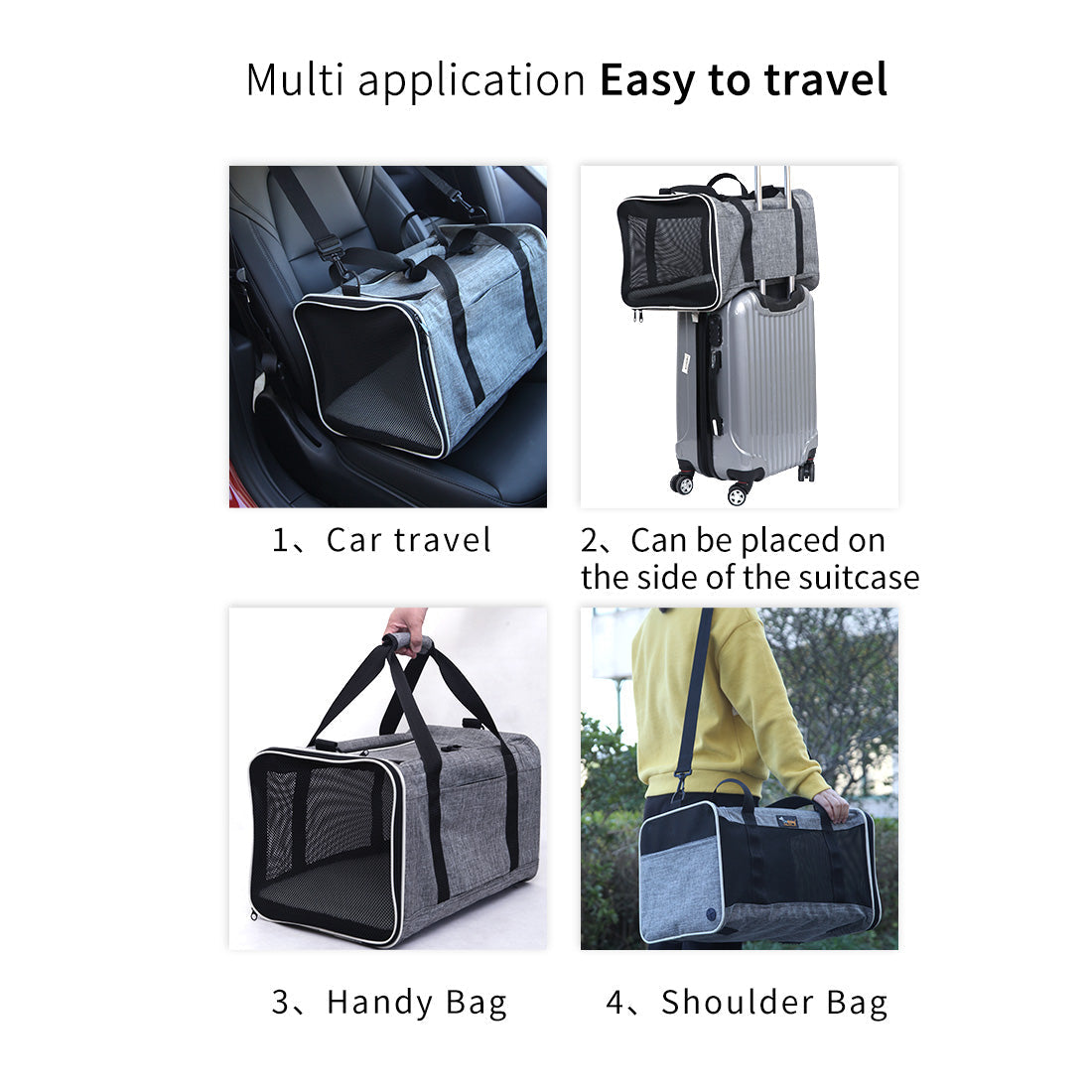 Ondoing Foldable Pet Carrier Bag Cat Dog Soft Crate Cage Kennel Tent Travel Portable Car Pet Care > Cat Supplies > Cat Carriers & Crates Woofy and Whiskers