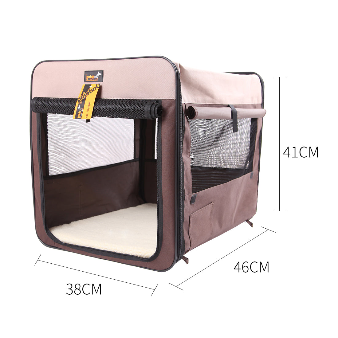 Pet Carrier Bag Soft Dog Crate Cage Kennel Tent House Foldable Portable Car Bed Brown 46x38x41CM Pet Care > Cat Supplies > Cat Carriers & Crates Woofy and Whiskers