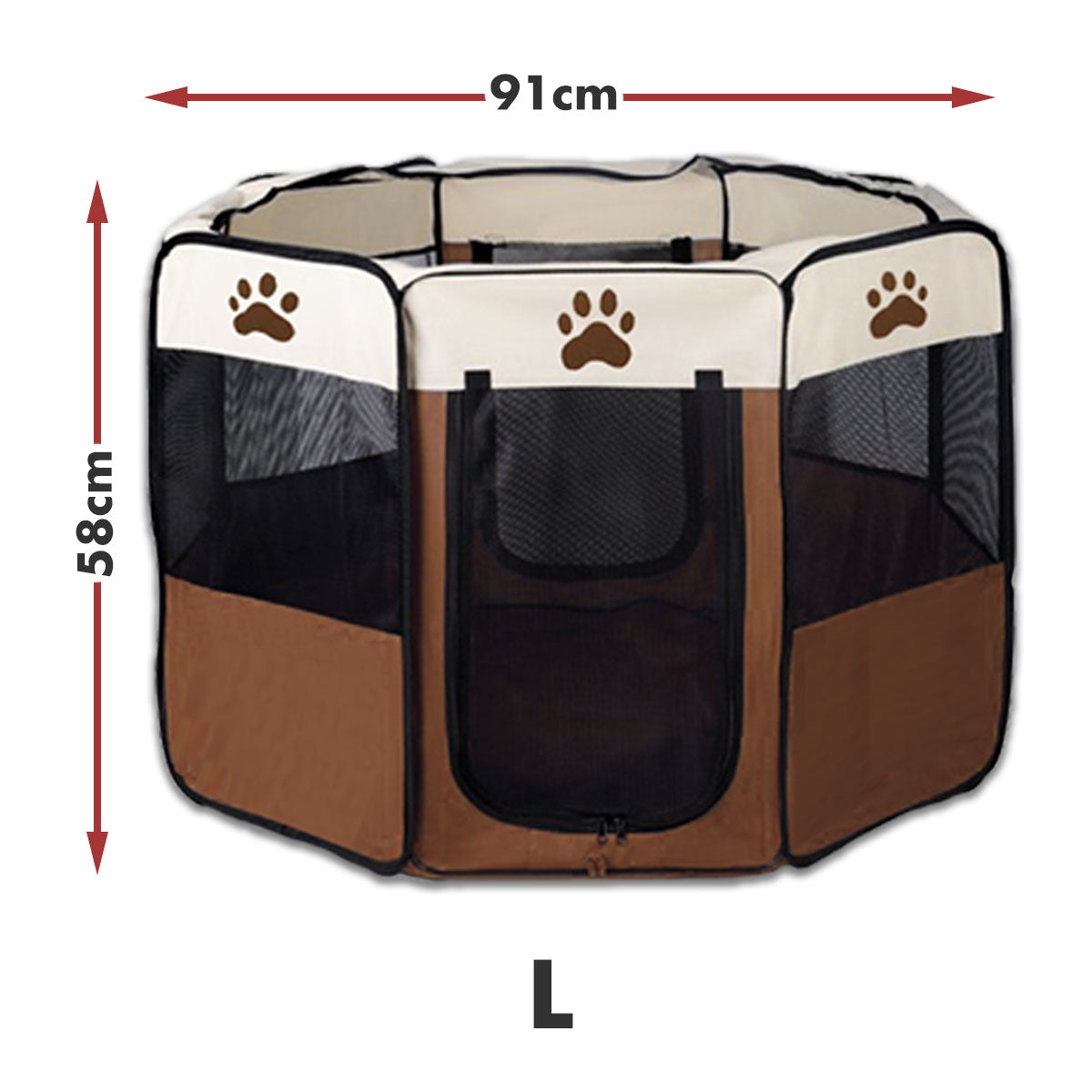 8 Panel Pet Dog Cat Crate Play Pen Bags Kennel Portable Tent Playpen Puppy Cage Large Brown Pet Care > Dog Supplies > Dog Playpens & Gates Woofy and Whiskers