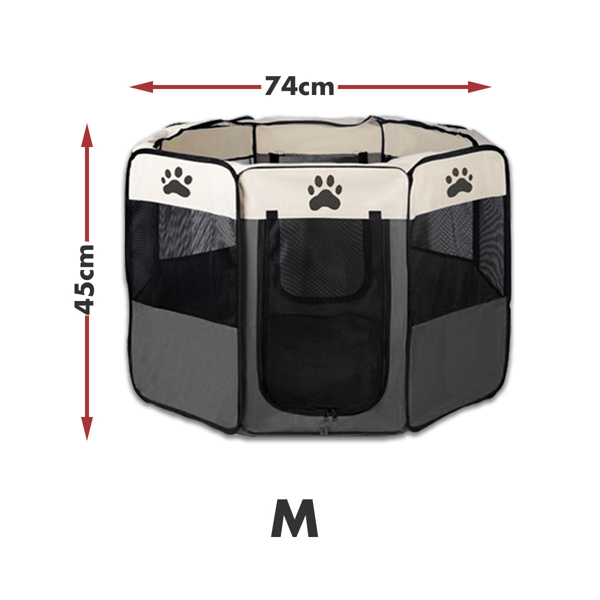 8 Panel Pet Dog Cat Crate Play Pen Bags Kennel Portable Tent Playpen Puppy Cage Medium Grey Pet Care > Dog Supplies > Dog Playpens & Gates Woofy and Whiskers